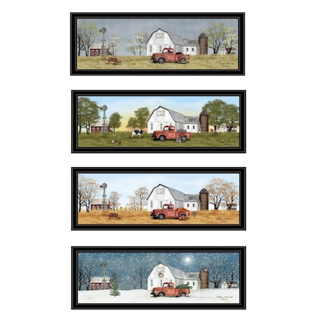 Homeroots Set Of Four Billy Jacobs Four Seasons Collection VII 3 Black Framed Print Wall Art, 4PK 406184