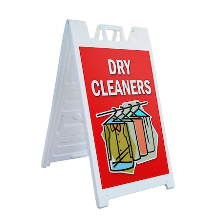 Signmission Dry Cleaners, A-Frame & 2 Sign Inserts, Heavy-Duty Plastic Frame SBHD-C-2436-Dry Cleaners