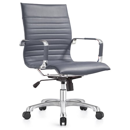 Leisuremod Harris Faux Leather Office Chair, Grey HO19GRL