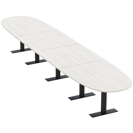 Skutchi Designs 18ft Conference Table With Power Unit | 18 Person Modular Boval Meeting Table | Harmony Series HAR-BOVL-48X216-T.BK-WA7976-NA