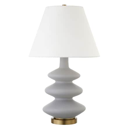 Homeroots 26" Gray and Gold Glass Gourd Table Lamp With White Empire Shade 524383