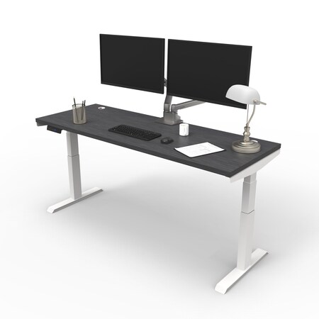 We'Re It Electric Sit Stand Desk, 46.25 H, 24 W X Laminate wood, metal, White, Burnt Strand VL23WH7224-6307