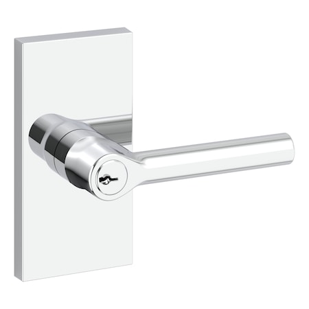 Baldwin Entry Tube Lever and Contemporary 5in Rose with 6AL Latch and Dual Strike Bright Chrome Finish ENTUBCFR260