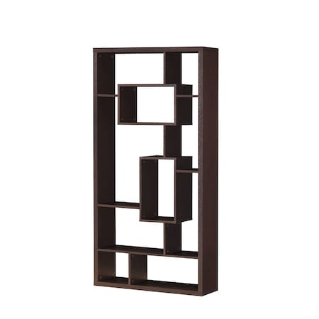 Homeroots 71" Cappuccino Wood Seven Tier Geometric Bookcase 285417