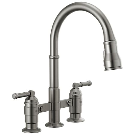 Delta Broderick Two Handle Pull-Down Bridge Kitchen Faucet 2390L-KS-DST