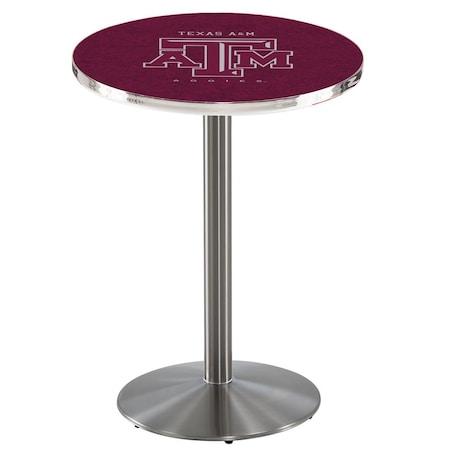 Holland Bar Stool Co 36" Stainless Steel Texas A&M Pub Table, 36" dia. Top L214S3636TexA-M