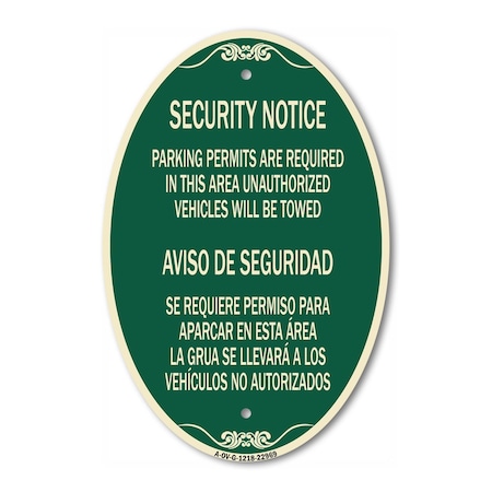 Signmission Parking Permits Are Required in This Area Una, 12 In X 18 In Architectural, Heavy Gauge Aluminum A-OV-G-1218-22969