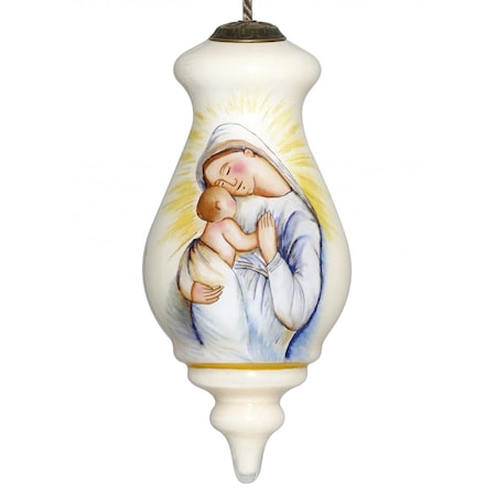 Homeroots Mother Mary with Baby Hand Painted Mouth Blown Glass Ornament 477535
