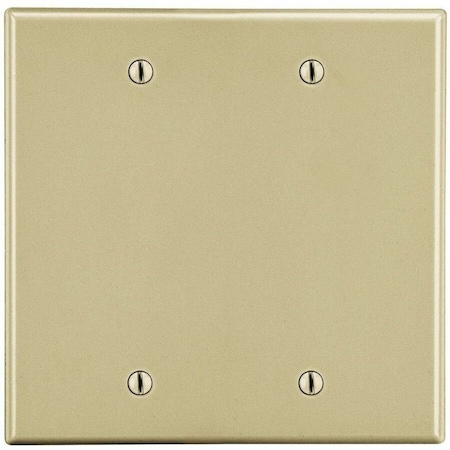 Hubbell Wiring Device-Kellems Blank Box Mount Wall Plate, Number of Gangs: 2 Plastic, Satin Finish, Ivory P23I