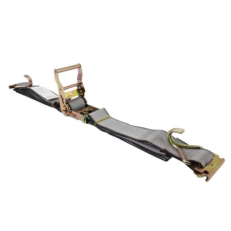 Mytee Products 2'x12ft Grey E Track Ratchet Strap w/ Wire Hook for Enclosed Trailers, 3000 lbs ETKRS12EJ