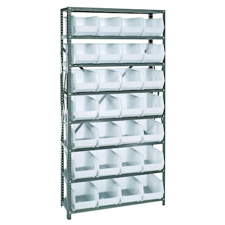 Quantum Storage Systems 8 SHELF UNIT W/28 BINS CLEAR QSBU-240CL