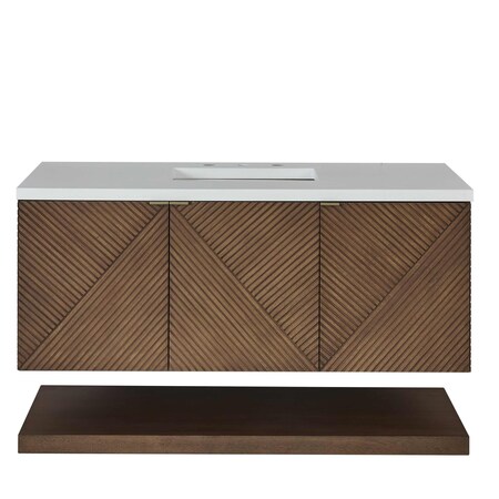 James Martin Vanities Marcello 48 in. Single Vanity, Chestnut w/ 3 CM White Zeus Silestone Top D200-V48-CSN-3WZ