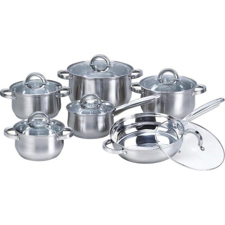 Carne 12-piece Stainless Steel Cookware Set with Glass Lid CA2535420