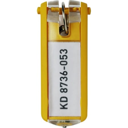 Durable Office Products Key Tag, Yellow, Plastic, Open/Close, Unfinished 6 PK 195704
