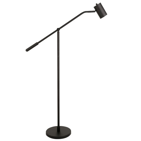 Homeroots 60" Black Swing Arm Floor Lamp With Black Drum Shade 523532