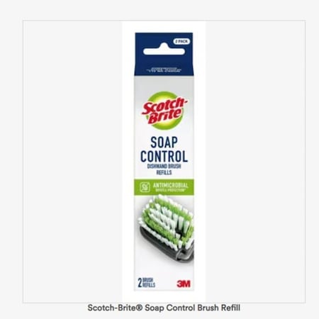 Scotch-Brite Soap Control Brush Refill, Nylon Bristle, 7.6 in L, 2PK 751U-RF-2