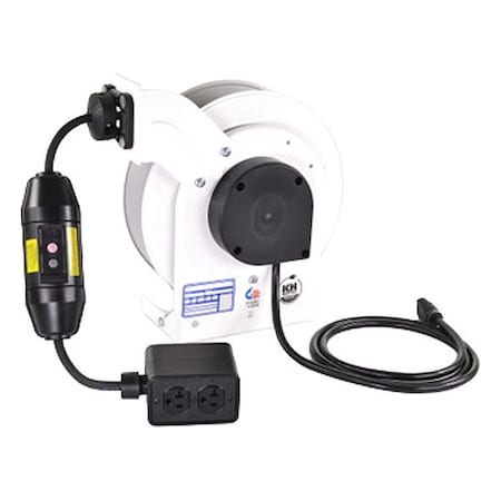 Kh Industries Industrial Cord Reel, 20 A, White, 35 ft RTAG3LW-WDD520-J12H