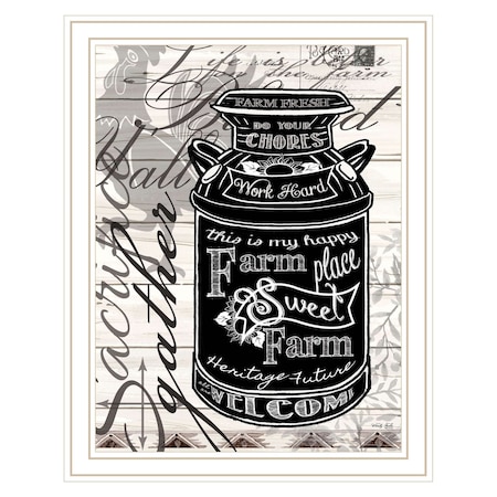 Homeroots FARM SWEET FARM MILK CAN White Framed Print Wall Art 529775