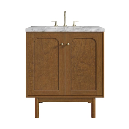 James Martin Vanities Laurent 30" Single Vanity, Honey Oak w/ 3 CM Carrara Marble Top 545-V30-HNO-3CAR