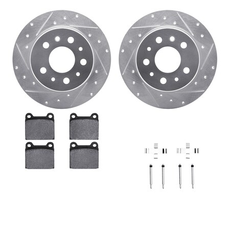 Dynamic Friction Co DFC Rotors-Drilled & Slotted-Silver w/ EURO 5000 Ceramic Brake Pads Incl Hdw 7612-63008