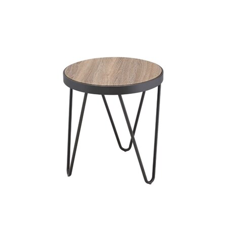 Homeroots 18" Black And Brown Solid Wood Round End Table 286246
