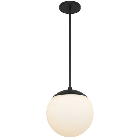 Homeroots 10" Black And White Frosted LED Dimmable Outdoor Globe Hanging Light 683462