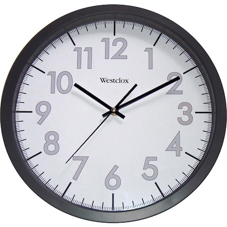 Westclox Clock, Round, Black Frame, Plastic Clock Face, Analog 32067