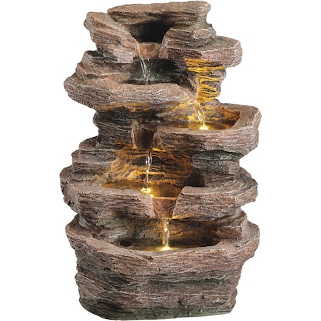Lumineo 10.6'' W.x15.4'' H.x8.3'' L. Polyresin Rock Waterfall Fountain 9788062