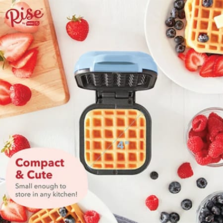 Dash Rise by 4'' Light Blue Mini Waffle Maker RMW001GBSK06