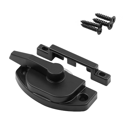 Prime-Line Window Sash Lock, 2-1/16 on hole centers, with Keeper, Diecast Cam Action, Matte Black (Single Pack) F 27638