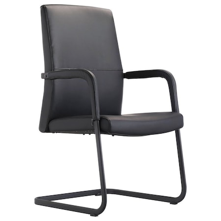 Leisuremod Evander Office Chair in Upholstered Leather and Iron Frame, Black EGO23BLL