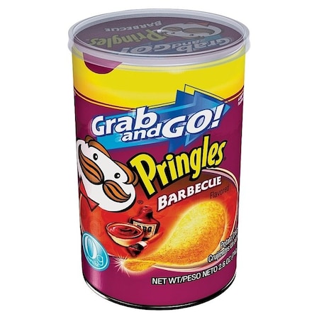 Pringles Grab and Go Crisp Chips, BBQ Flavor, 2.5 oz Can 675806