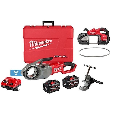 Milwaukee Tool M18 FUEL Pipe Threader +Band Saw +Blades 2874-22HD, 2929-20, 48-39-0601