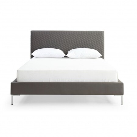 Homeroots Dark Gray Faux Leather Queen Bed Frame 486089