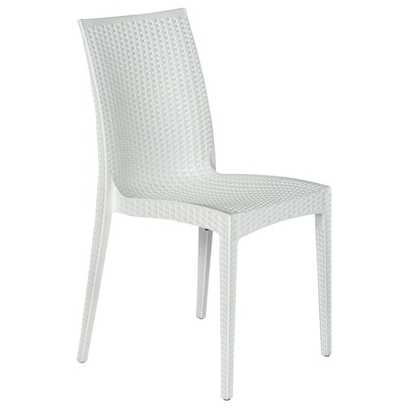 Leisuremod Weave Mace Indoor/Outdoor Dining Side Chair, White MC19W