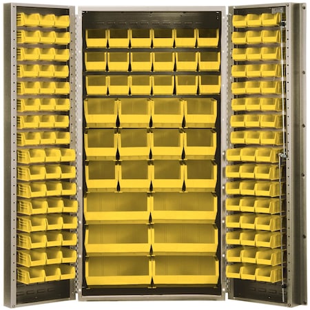 Quantum Storage Systems BEIGE STORAGE CABINET W/132 YELLOW BINS QSC-BG-36YL