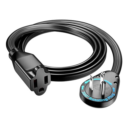 Maximm 4ft 14AWG 360 degrees Flat Plug Heavy Duty Extension Cord, Low Profile UL, Black ADW-S360-31F04-14B0