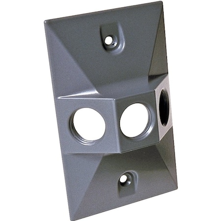 Hubbell Cluster Cover, 4-19/32 in L, 2-27/32 in W, Rectangular, Zinc, Gray, Powder-Coated 5189-0