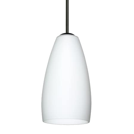 Besa Lighting Besa Chrissy Pendant, Opal Matte, Black Finish, 1x 40W MAX E12 Base 1BT-150907-BK