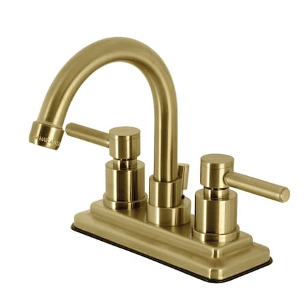 Kingston Brass Double-Handle 4" Centerset Bathroom Faucet with Brass Pop-Up, Brushed Brass KS8667DL