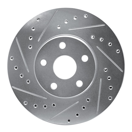 Dynamic Friction Co DFC Brake Rotor - Drilled and Slotted - Silver 631-76042L