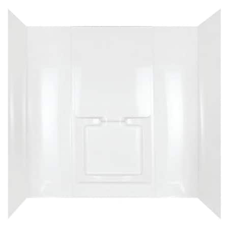 Delta Bathtub Wall Set, 42 in L, 30 in W, 60 in H, Polystyrene, Adhesive Installation, White 40184