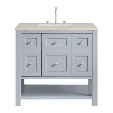 James Martin Vanities Breckenridge 36" Single Vanity, Serenity Blue, w/ 3 CM Siberian Silestone Top 330-V36-SRB-3SFR