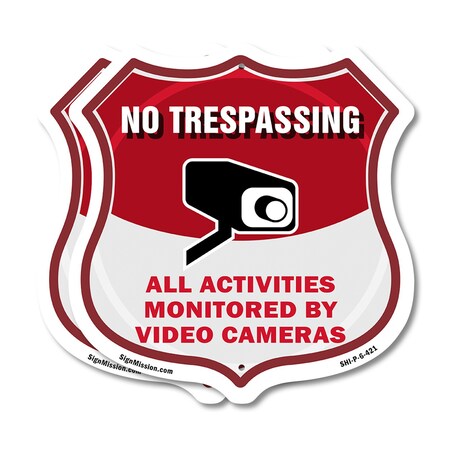 Signmission No Trespassing Shield Sign All Activitie, 6 inch X 6 inch, Plastic Sign, 2PK SHI-P-2PACK-6-421