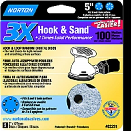 Tool Time 3231 5 in. 5 & 8 Hole P100 3x Hook & Loop Discs Pack TO3568209
