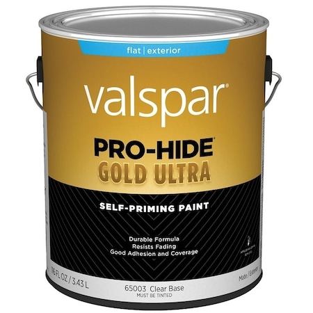 Valspar Pro-Hide Gold Ultra 6500 Latex Paint, Acrylic Base, Flat Sheen, Clear Base, 1 gal 028.0065003.007