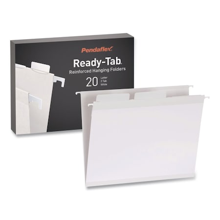 Pendaflex Ready-Tab Reinforced Hanging File Folders, Letter Size, 1/3-Cut Tabs, White, 20PK 1006985
