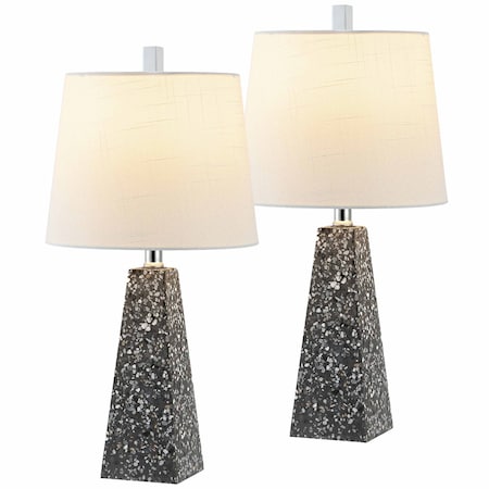 Jonathan Y Owen 20.5" Contemporary Resin LED Table Lamp, Dark Gray Terrazzo, 2PK JYL1037C-SET2