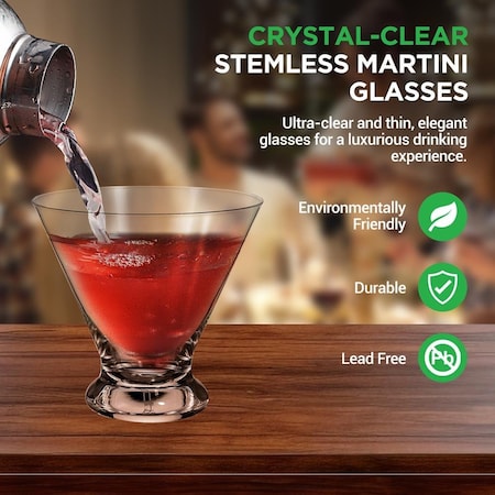 Nutrichef 2 Martini Glasses 8.4 Ounce Cocktail Glass for Margarita, Manhattan & Cosmopolitan, Martini Glass NGLMT2