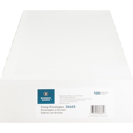 Business Source Filing Envelope, Brown, Kraft, PK100 BSN36665